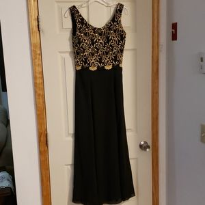 Embroided Gold and Black on top long dress
